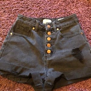 Black jean shorts